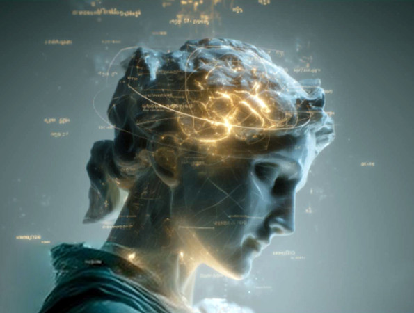 Dona de perfil amb activitat cerebral