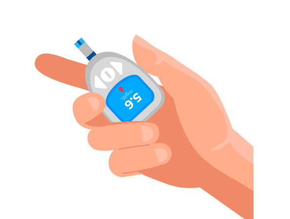 Mà que sosté un medidor de glucosa