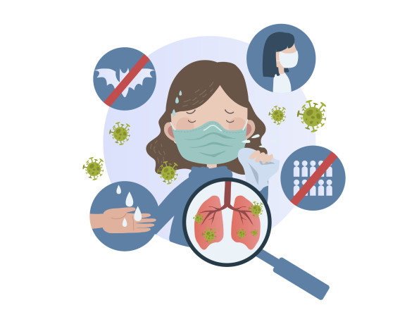 Persona que es protegeix de les vies de contagi d'infeccions respiratòries