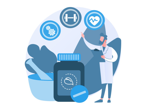 Il·lustració d'un metge donant consells de vida sana