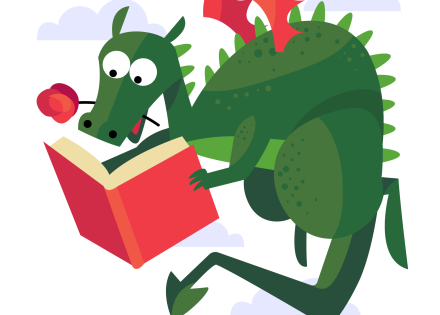 Drac llegint un llibre
