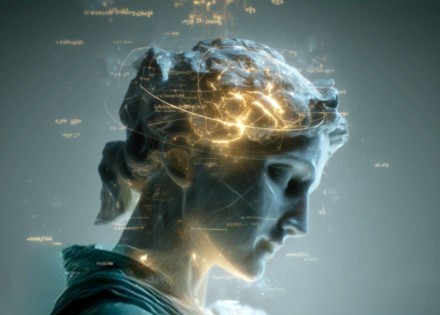 Dona de perfil amb activitat cerebral