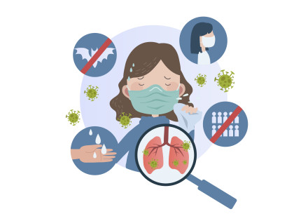 Persona que es protegeix de les vies de contagi d'infeccions respiratòries