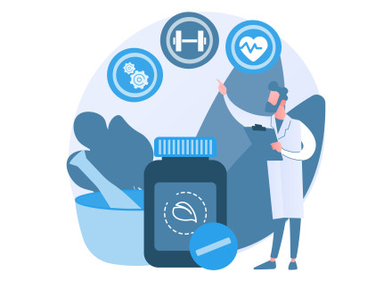 Il·lustració d'un metge donant consells de vida sana