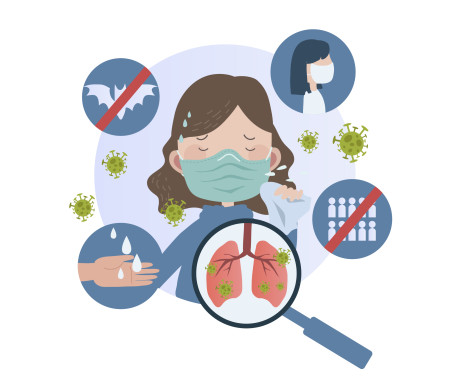 Persona que es protegeix de les vies de contagi d'infeccions respiratòries