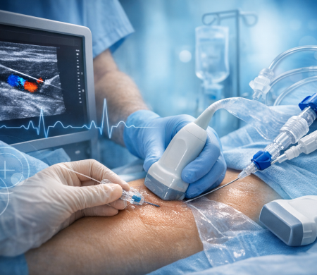 Mans infermeres realitzant un accés vascular