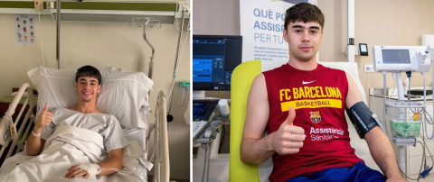 Òscar Gistau i Juan Núñez a l'Hospital de Barcelona i passant una revisió mèdica