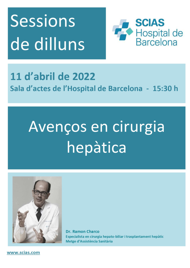 Anunci 11 d'abril de 2022, Sala d'actes 15:30h, Avenços en cirurgia hepàtica