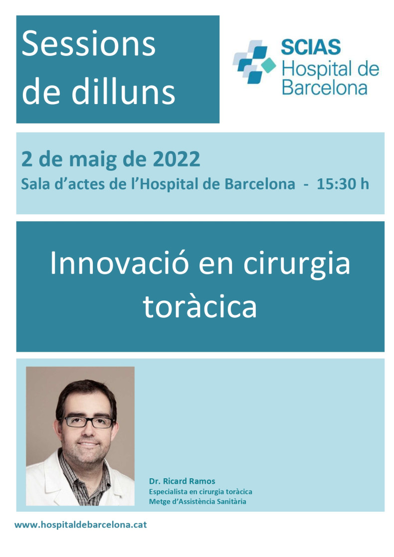 Anunci 2 de maig, Sala d'actes 15:30h, Innovació en cirurgia toràcica