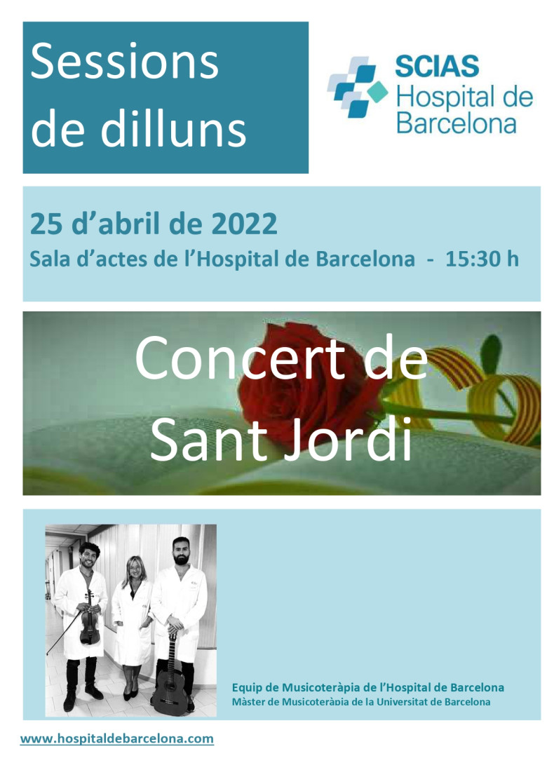 Anunci 25 d'abril de 2022, Sala d'actes 15:30h, Concert de Sant Jordi