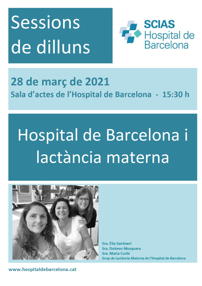 Anunci 28 de març, Sala d'actes 15:30h, Hospital de Barcelona i lactància materna