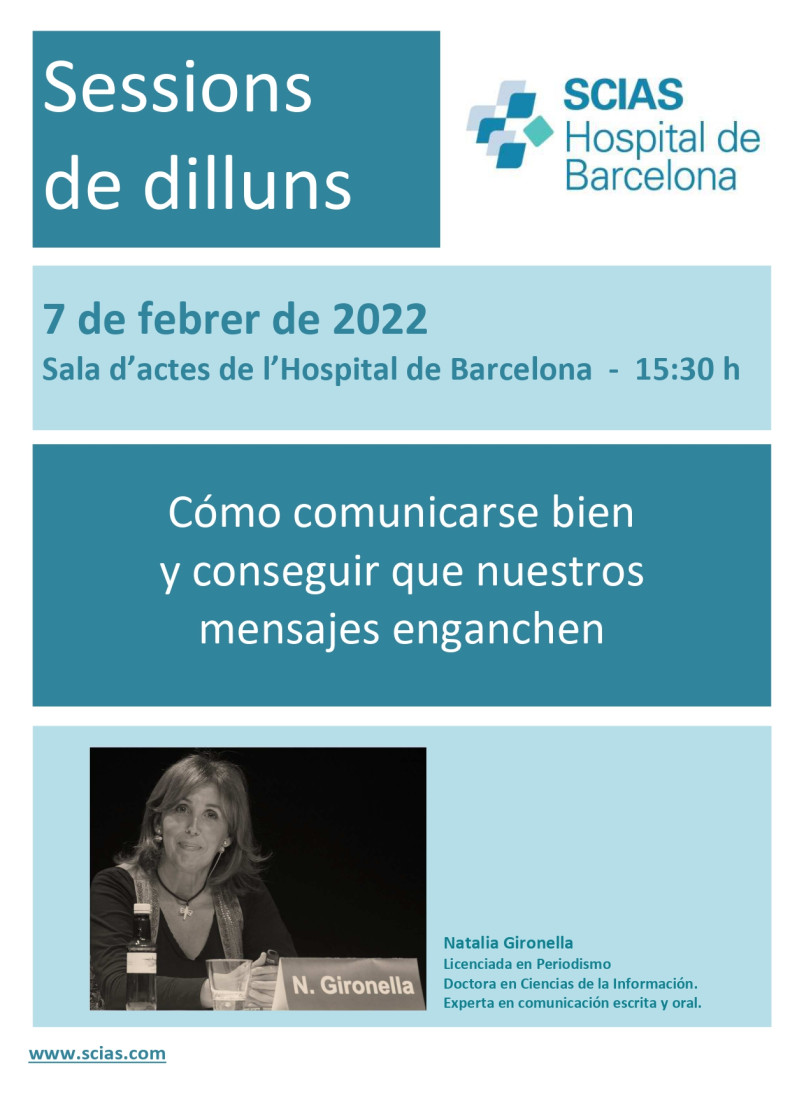 Anunci 7 de febrer de 2022, Sala d'actes 15:30h, Cómo comunicarse bien y conseguir que nuestros mensajes enganchen