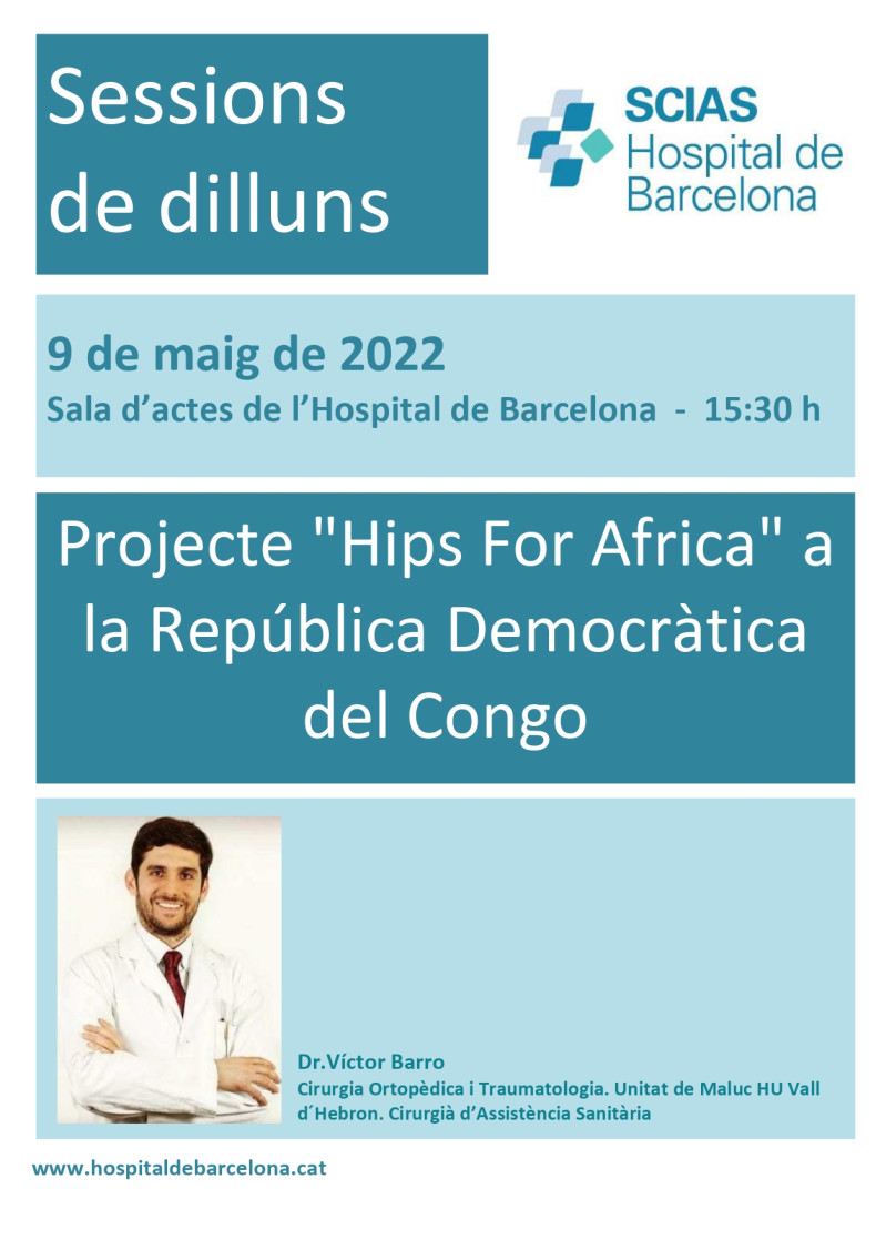 Anunci 9 de maig de 2022, Sala d'actes 15:30h, Projecte "Hips for Africa" a la República Democràtica del Congo