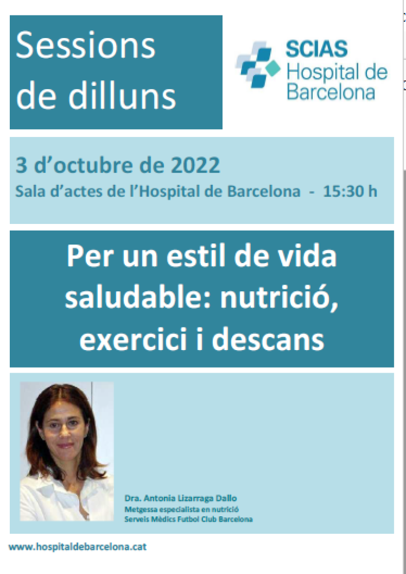 Anunci sessió 3 octubre 2022. Nutrició, exercici i descans