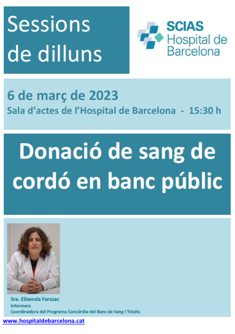 anunci sessió de dilluns 6 març 2023 - donació de sang de cordó en banc públic